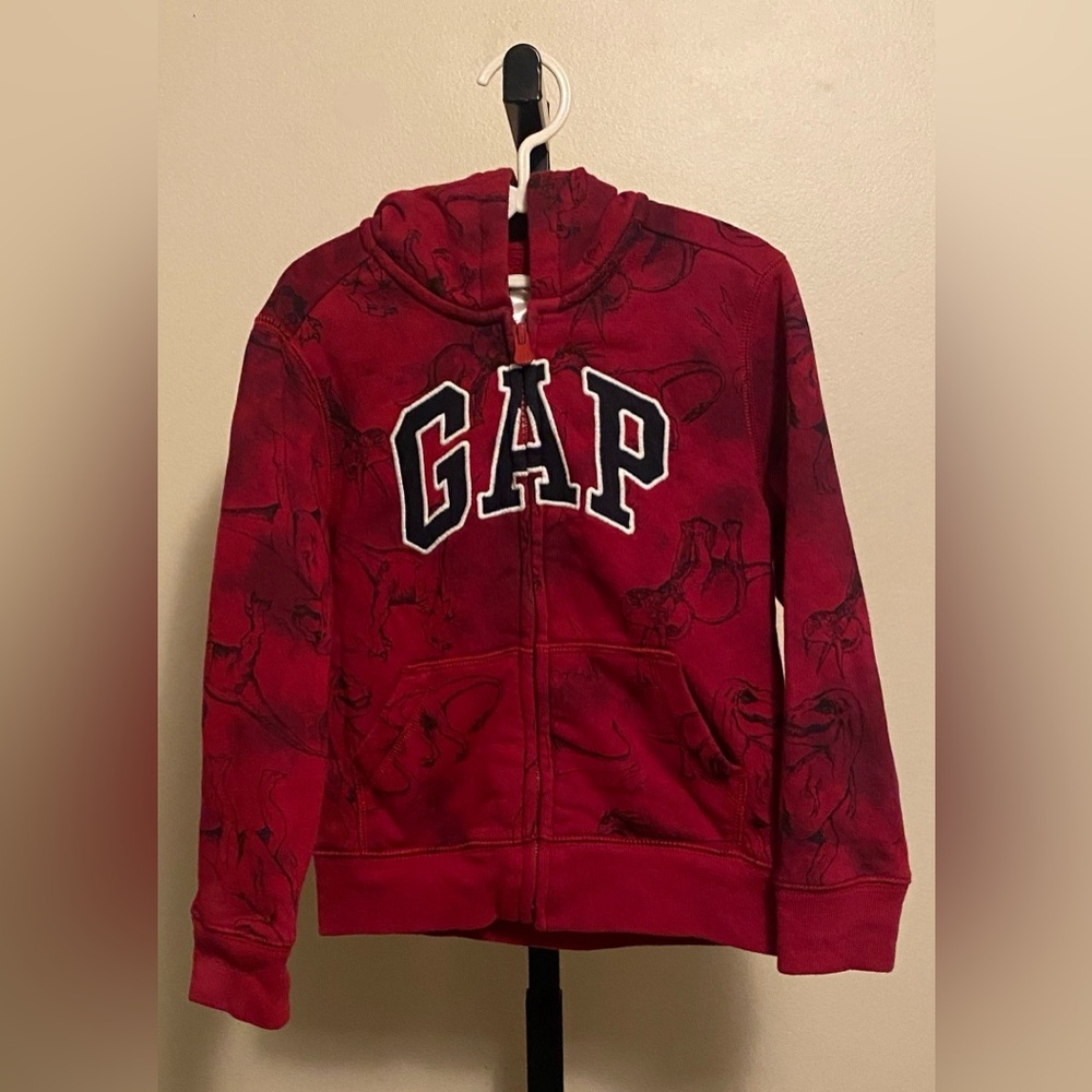 BabyGap Relaxed Logo Zipped Hoodie - Kids Size 5 - Red, White and Black